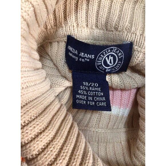 Venezia Jeans Womens Sweater Size 18/20 Striped Ribbed Knit Mock Neck - Picture 4 of 7